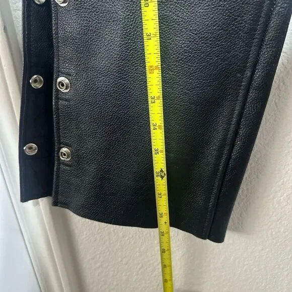 Genuine Womens Leather Motorcycle Chaps XS Zip Biker Western Riding Gear Black
